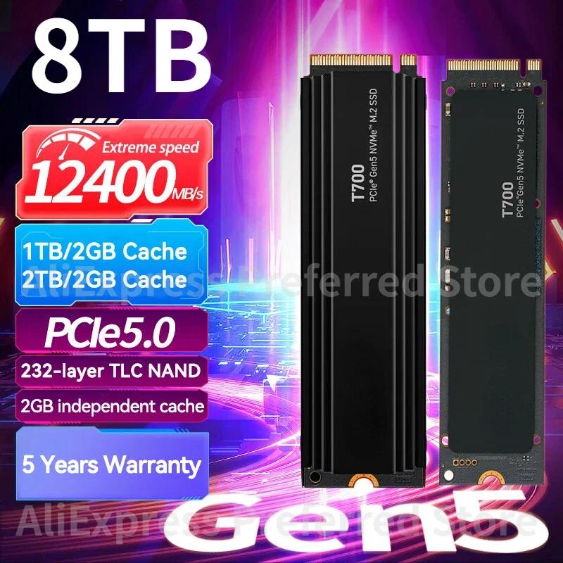    ̹     , T700 1TB 2TB 4TB Gen5 NVMe M.2 SSD, ִ 12400 MB/s